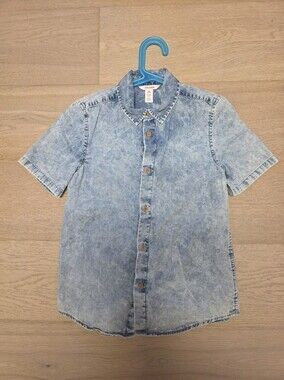 Joe Fresh Washed Denim Button Down Shirt L 10 - 12 Overshirt